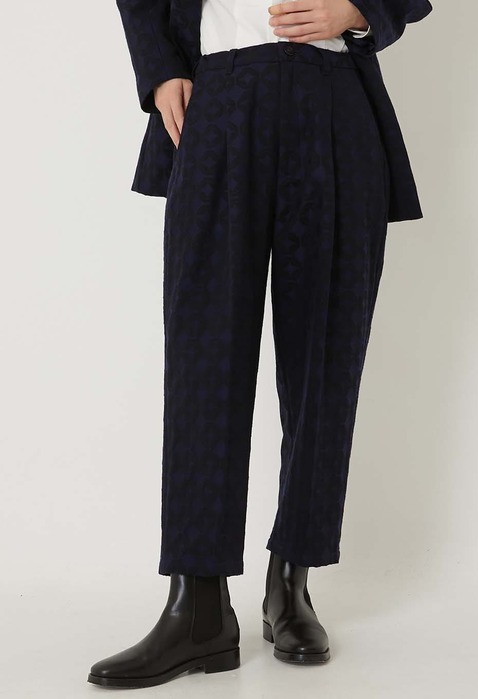 Blue Blue Japan Woman's Shippo Jacquard Tuck Pants
