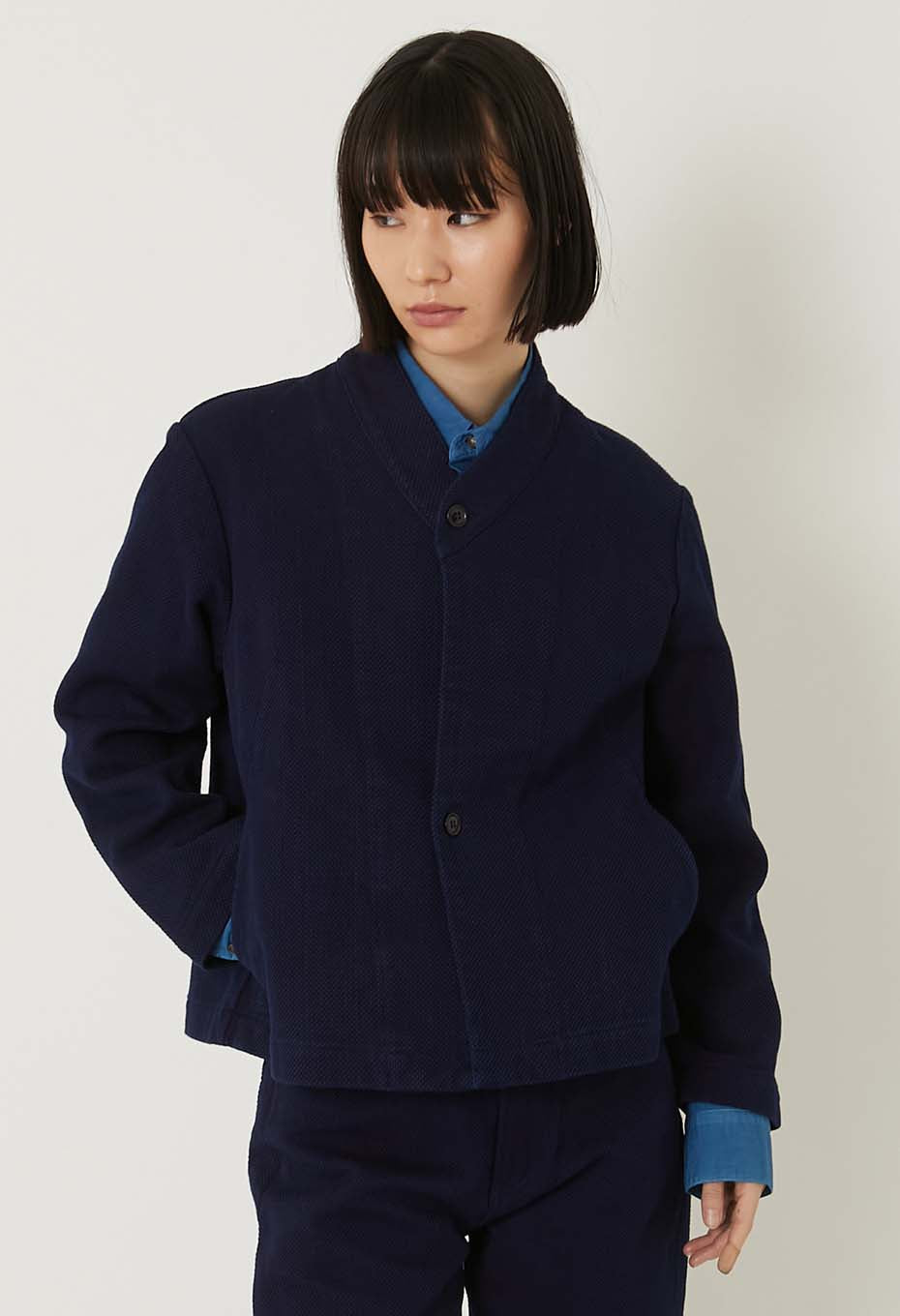 Blue Blue Japan Woman's Sashiko Double Cloth Haori Jacket
