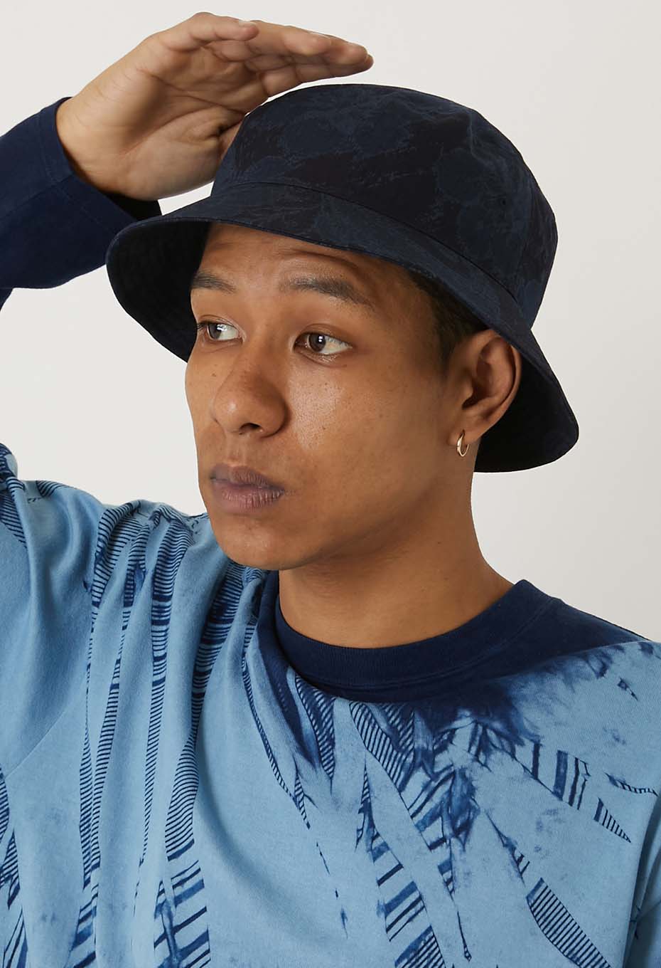 Blue Blue Japan Unisex Woven Nylon/Satin Tsujigahana Bucket Hat