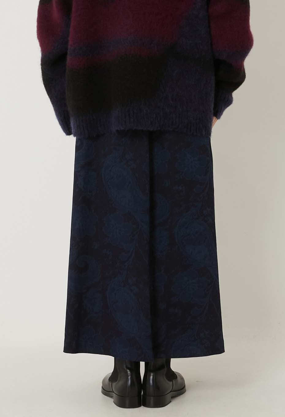 Blue Blue Japan Indigo Nylon/Satin Tsujigahana Gathered Skirt