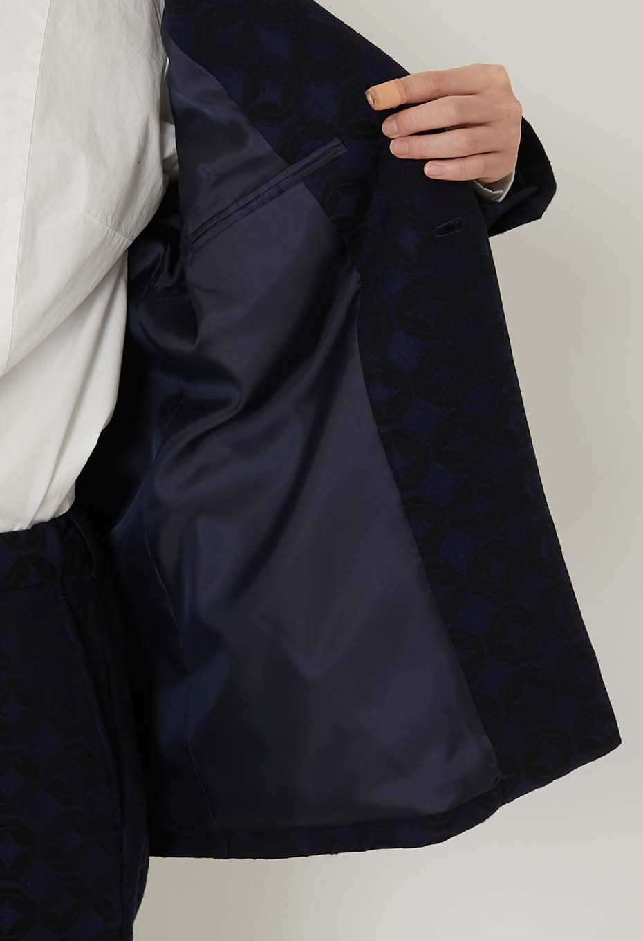 Blue Blue Japan Woman's Shippo jacquard 1B Collarless Jacket
