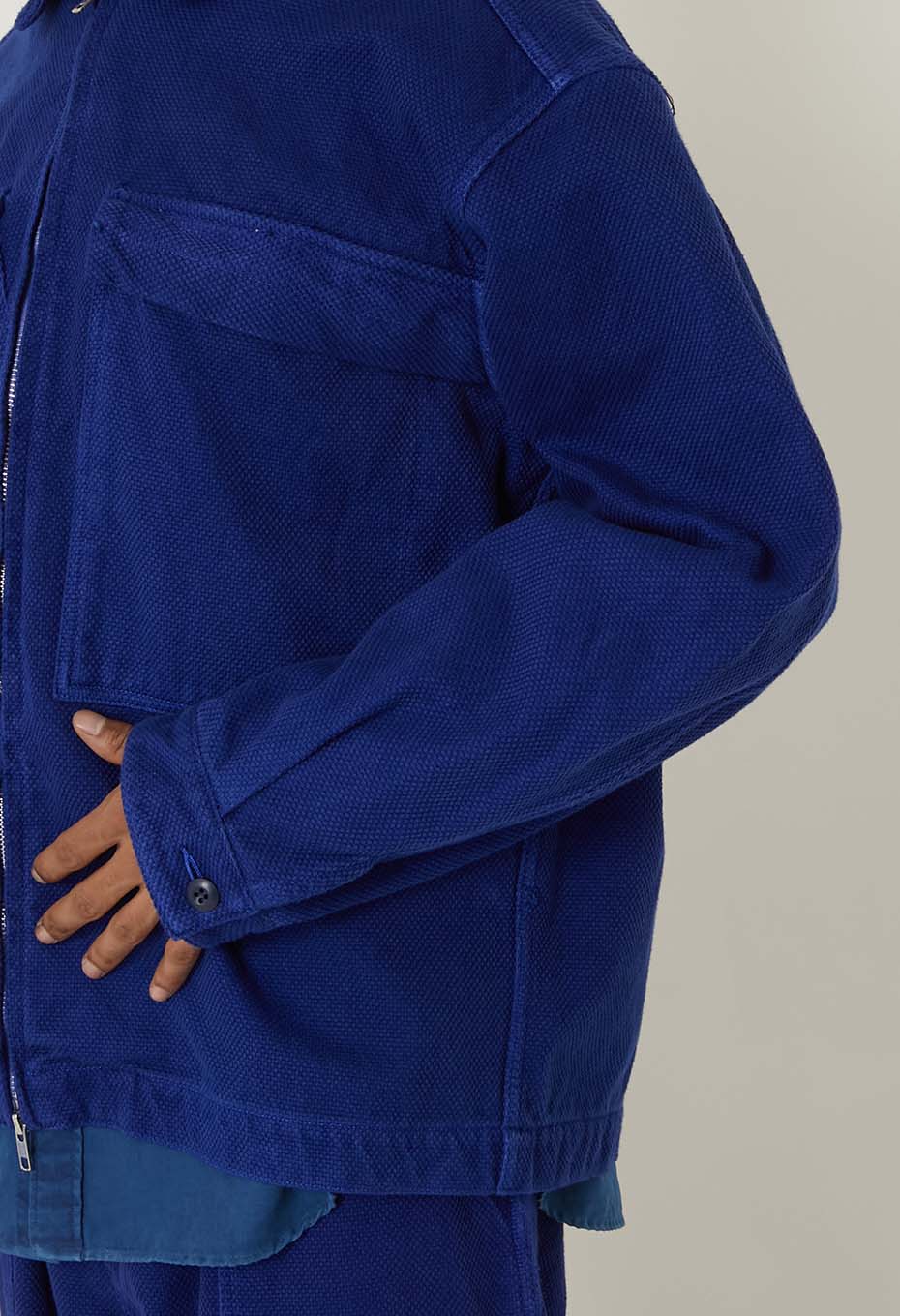 Blue Blue Japan Mens' Woven Sashiko Hand-dyed Zip-up Jacket