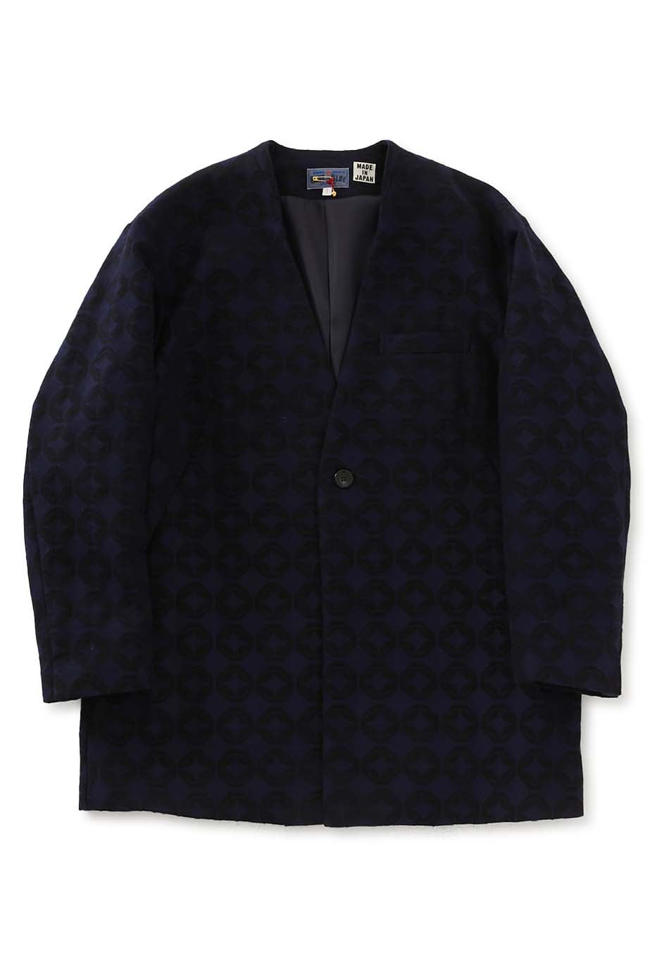 Blue Blue Japan Woman's Shippo jacquard 1B Collarless Jacket
