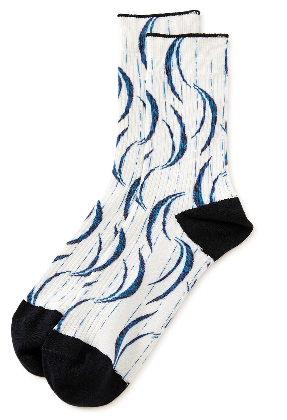 Blue Blue Japan Unisex Knitted Mebuki Printed Socks - White