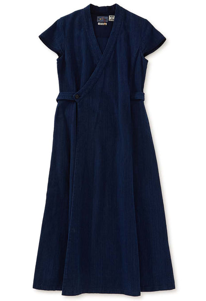 Blue Blue Japan Woven Kasezome Sashiko Wrap Dress