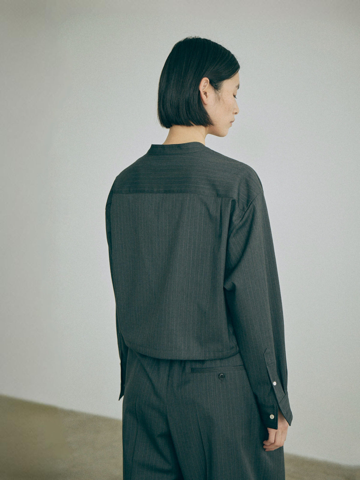 Nicholson & Nicholson Lucy Stretched Wool Blouse - Charcoal Stripe