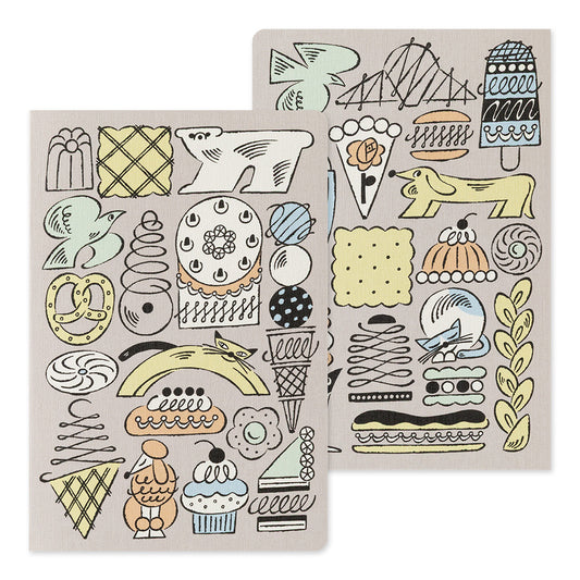 Midori Yuru Log Notebook - Sweets & Animals