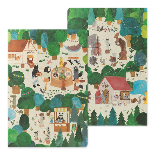 Midori Yuru Log Notebook - Forest Animal