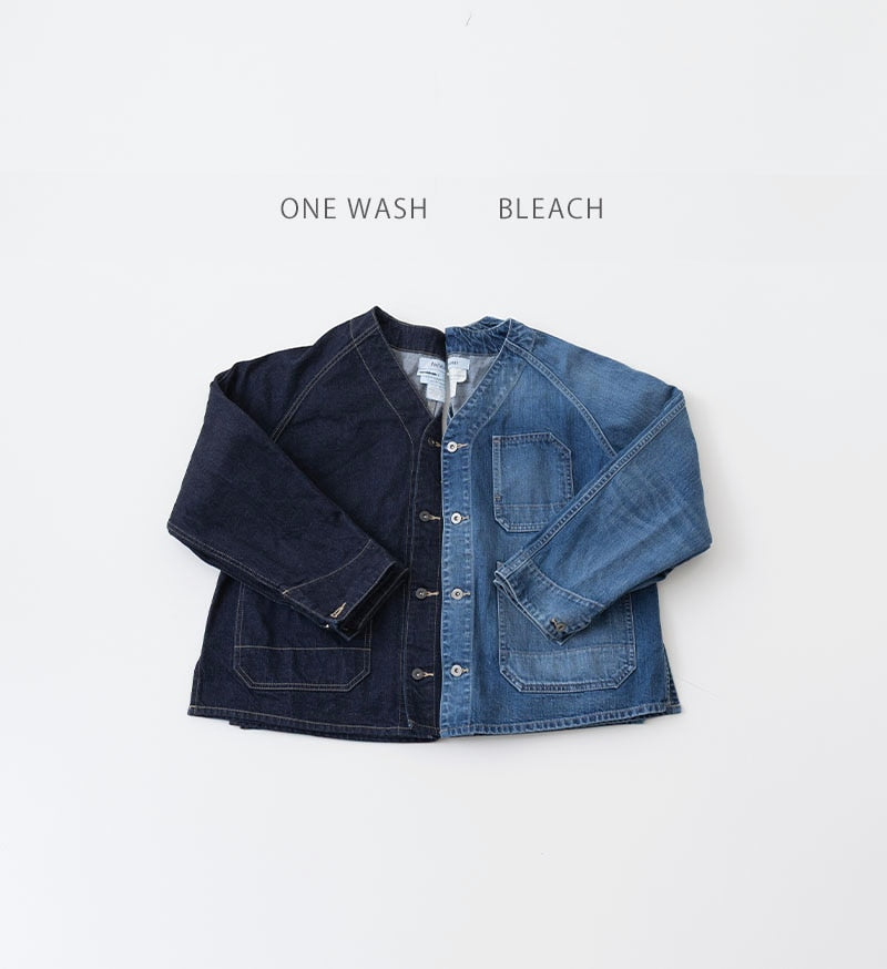 Veritecoeur Denim Collarless Jacket - Bleach