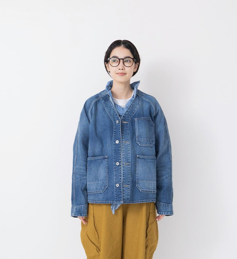 Veritecoeur Denim Collarless Jacket - Bleach