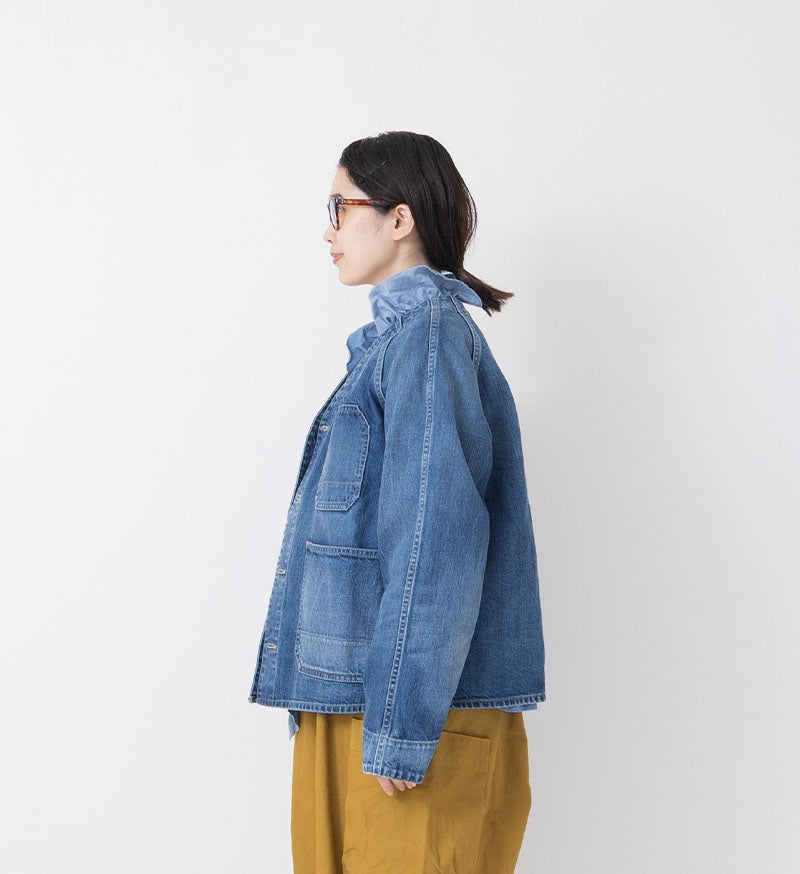 Veritecoeur Denim Collarless Jacket - Bleach