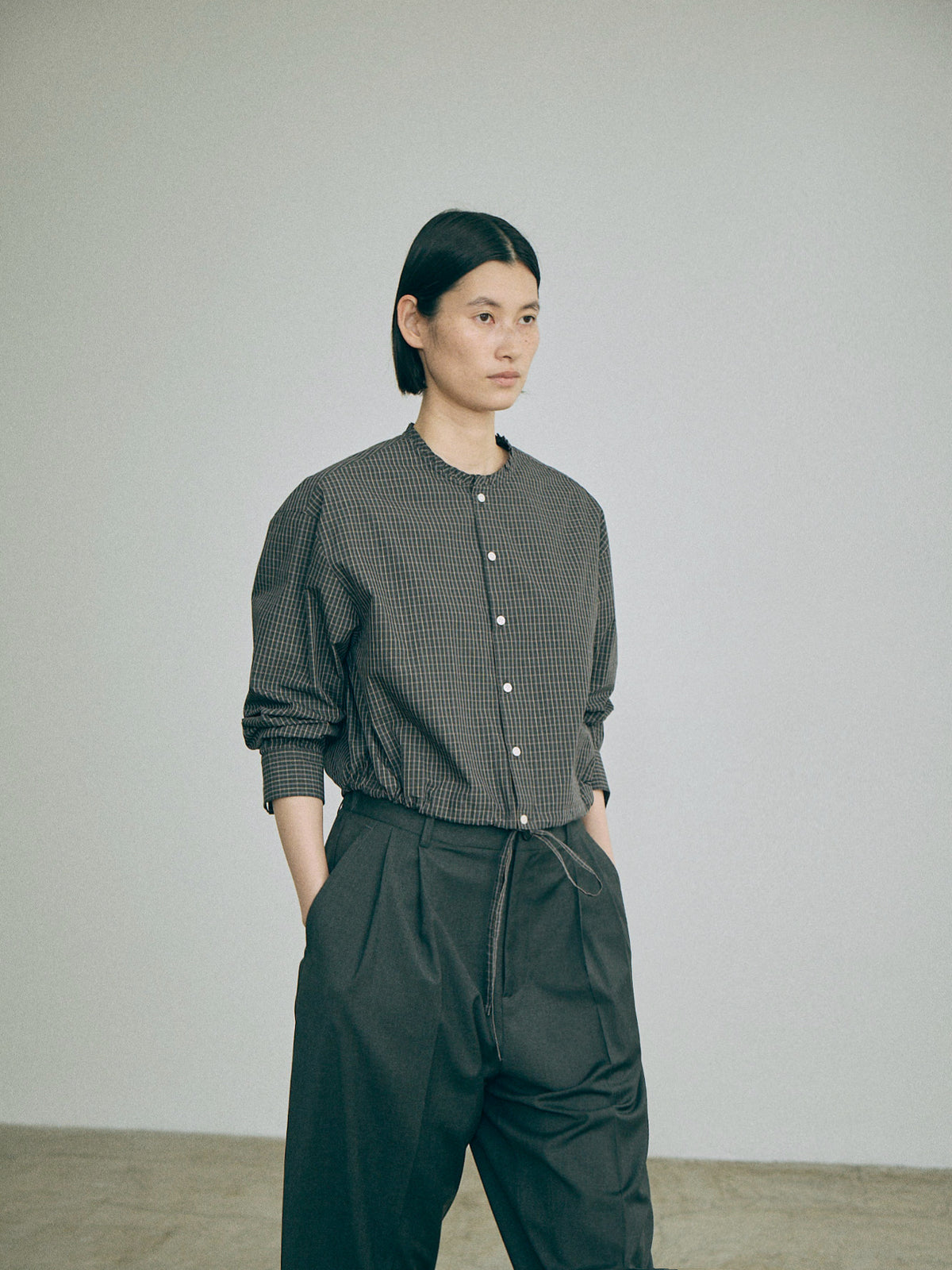 Nicholson & Nicholson Pearl Washed Cotton Blouse - Black Check