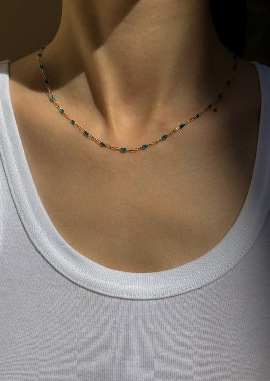 HERMINA ATHENS Turquoise Enamel Necklace