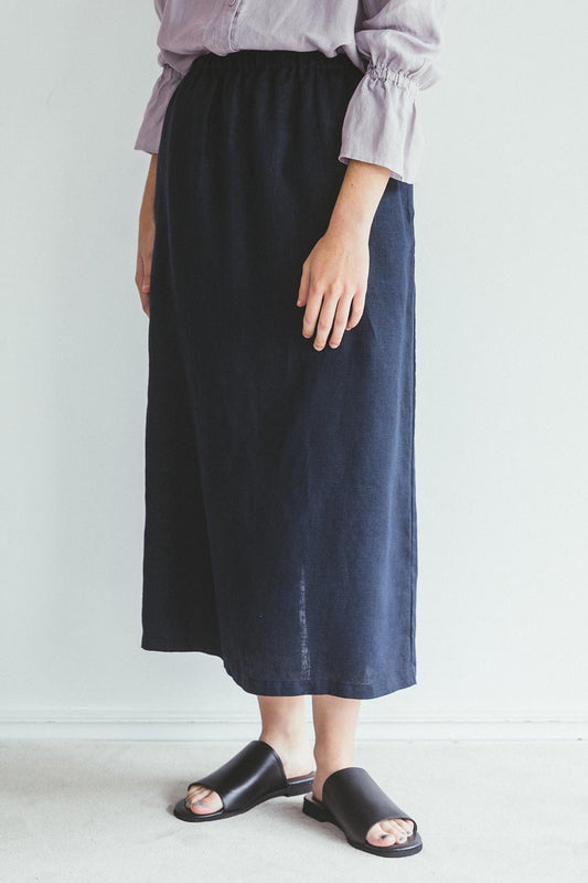 Fog Linen Work Linen Oriana Skirt - Navy