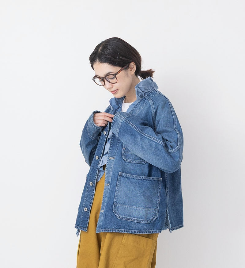 Veritecoeur Denim Collarless Jacket - Bleach