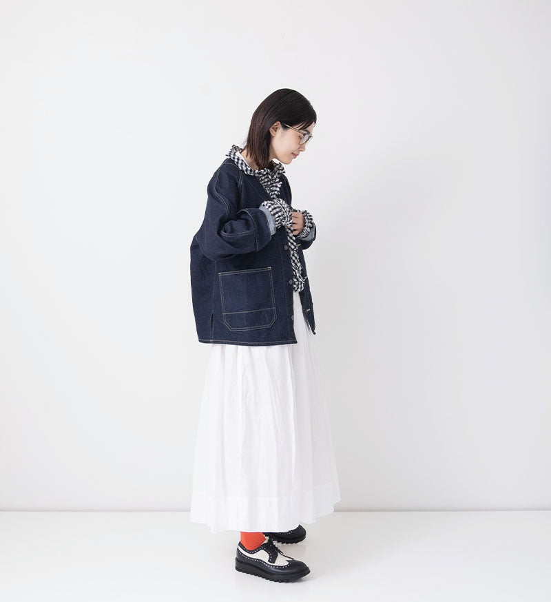 Veritecoeur Denim Collarless Jacket - One Wash