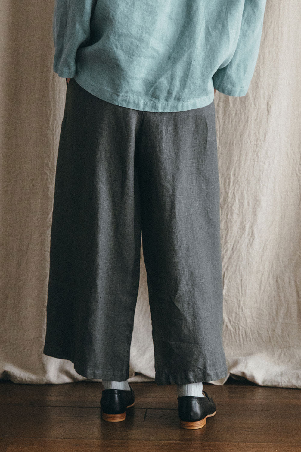 Fog Linen Work Alnis Wide Pants - Gris Blue