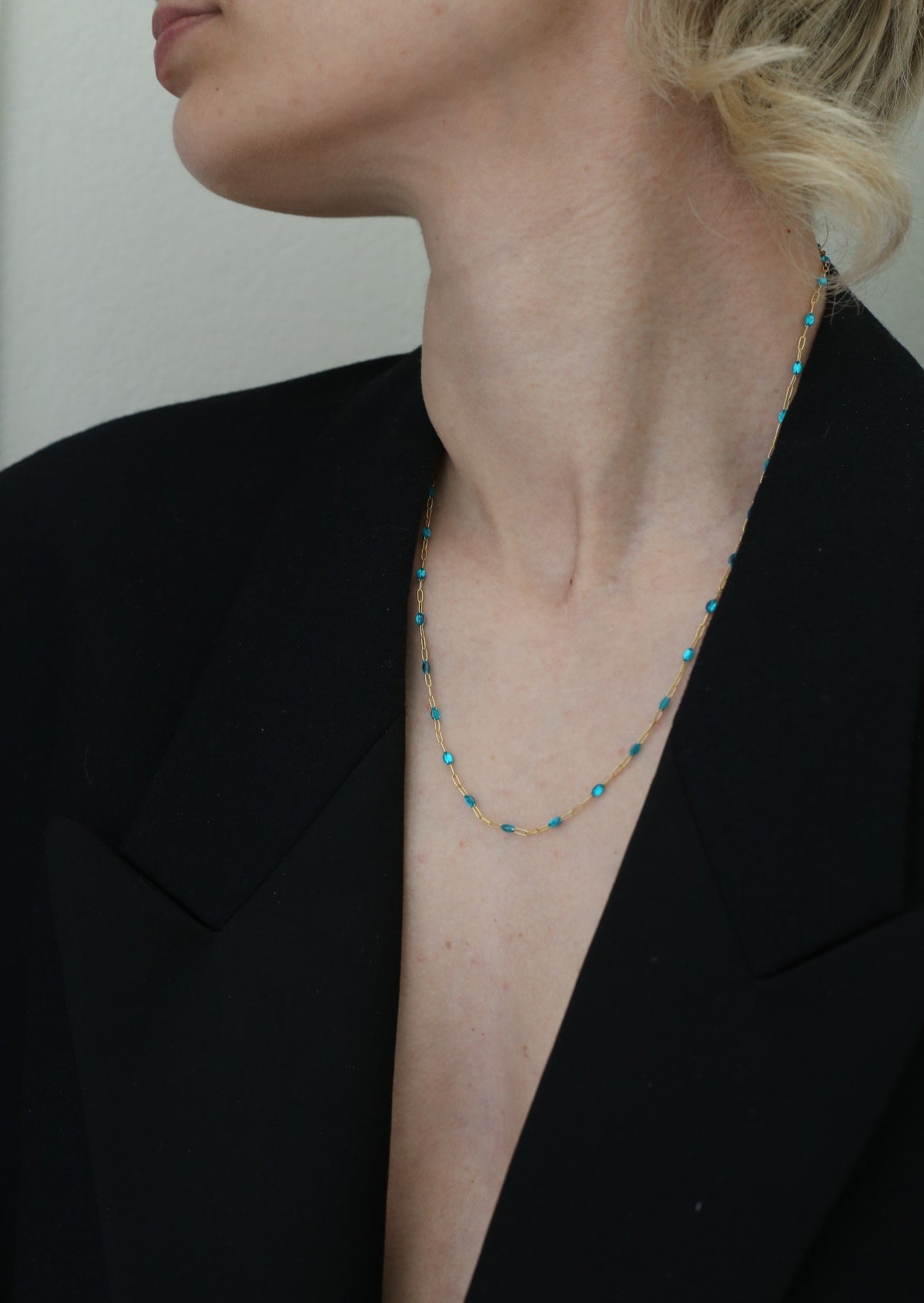HERMINA ATHENS Turquoise Enamel Necklace