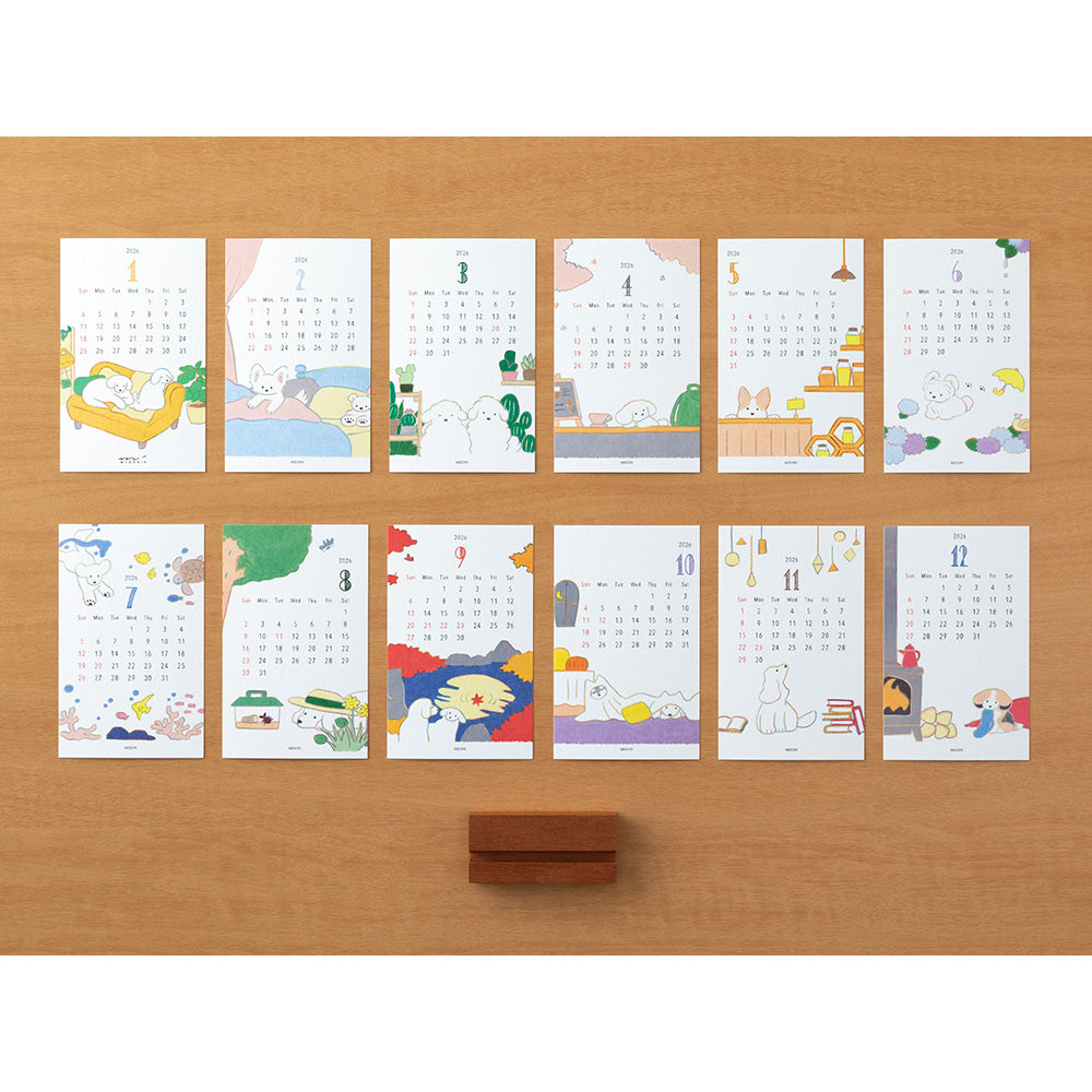 Midori 2026 Wooden Stand Calendar - Dog