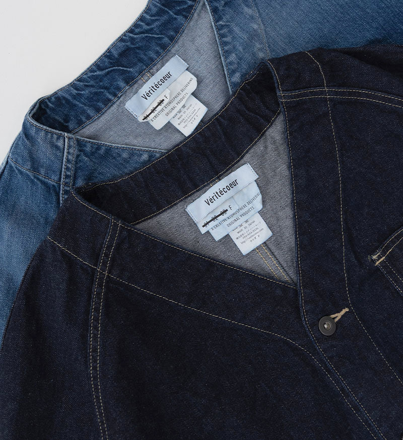 Veritecoeur Denim Collarless Jacket - Bleach