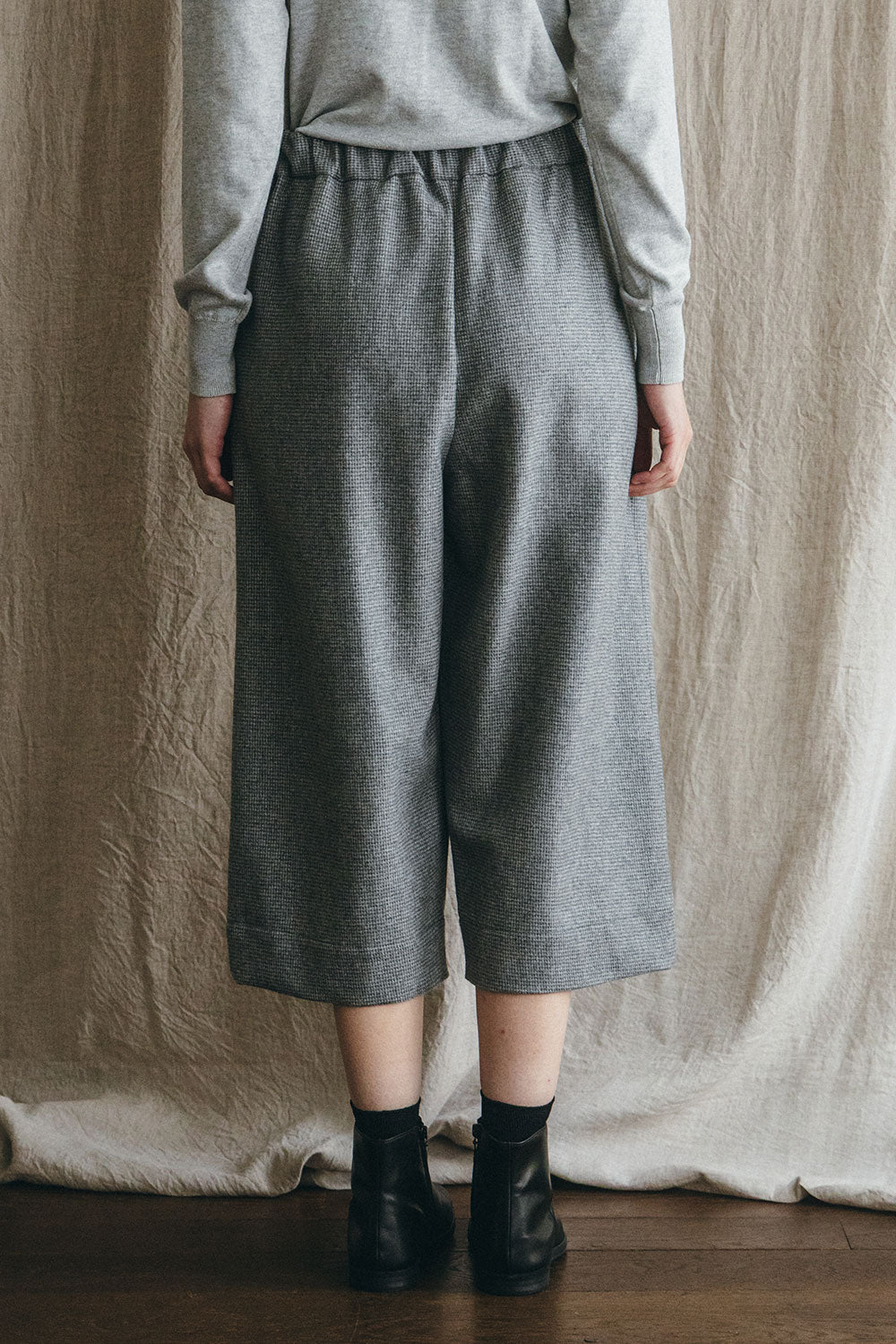 Fog Linen Jasmina Wool Tuck Pants -Grey Check