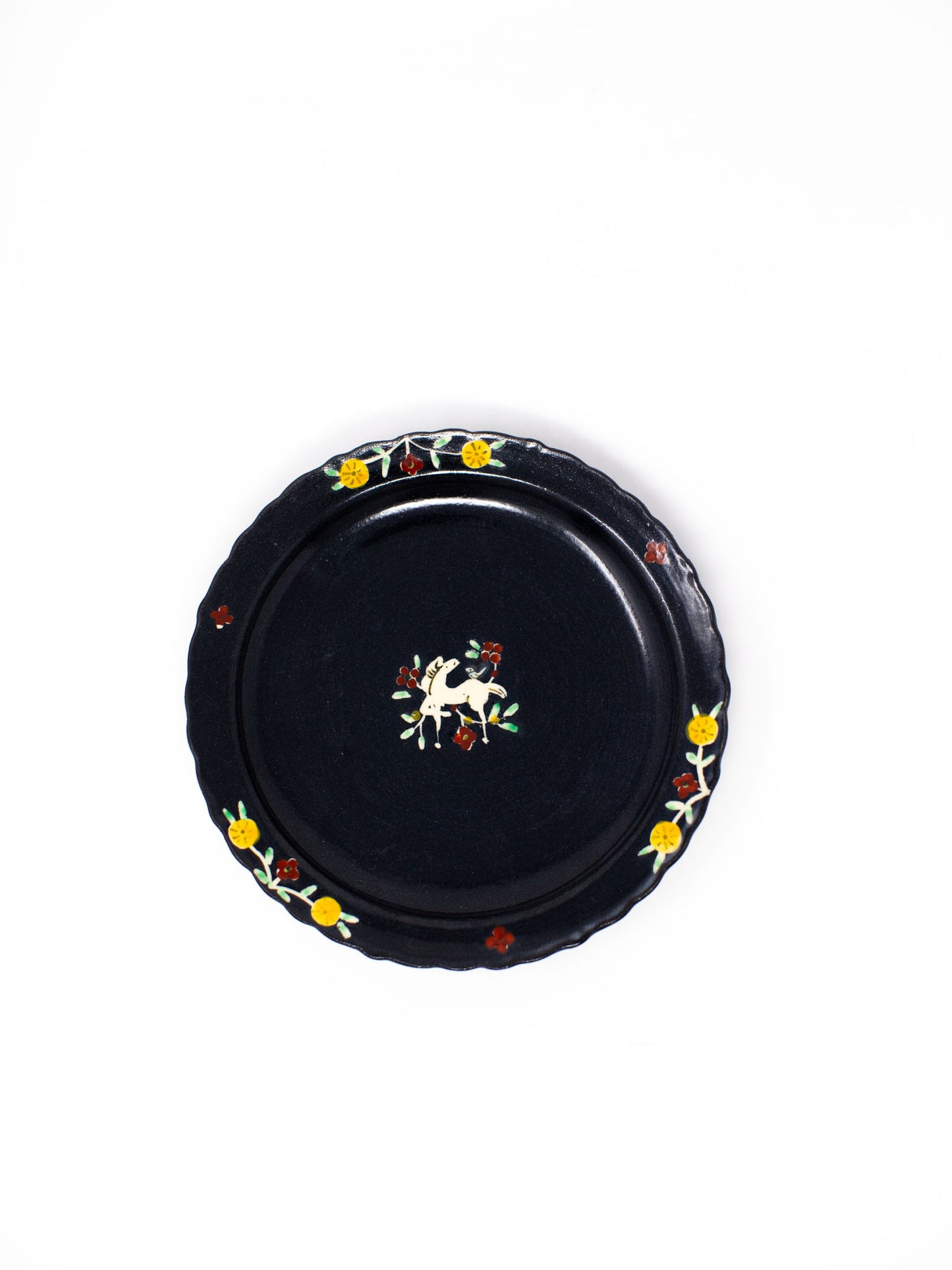 Misao Yajima No. 4 Small Round Plate - Horse (矢島操)