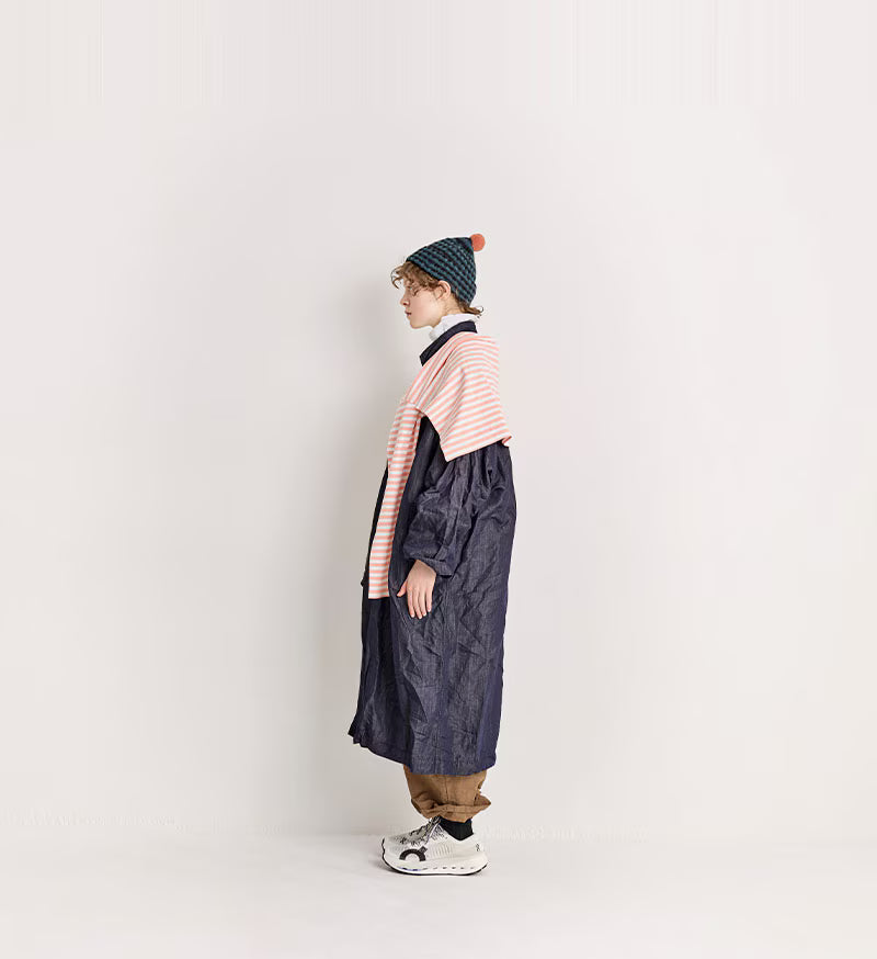 Veritecoeur Double Breasted Coat 2880 B- Indigo Onewash