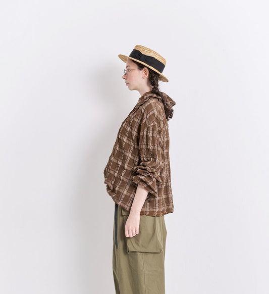 Veritecoeur Favorite Check Blouse- Brown