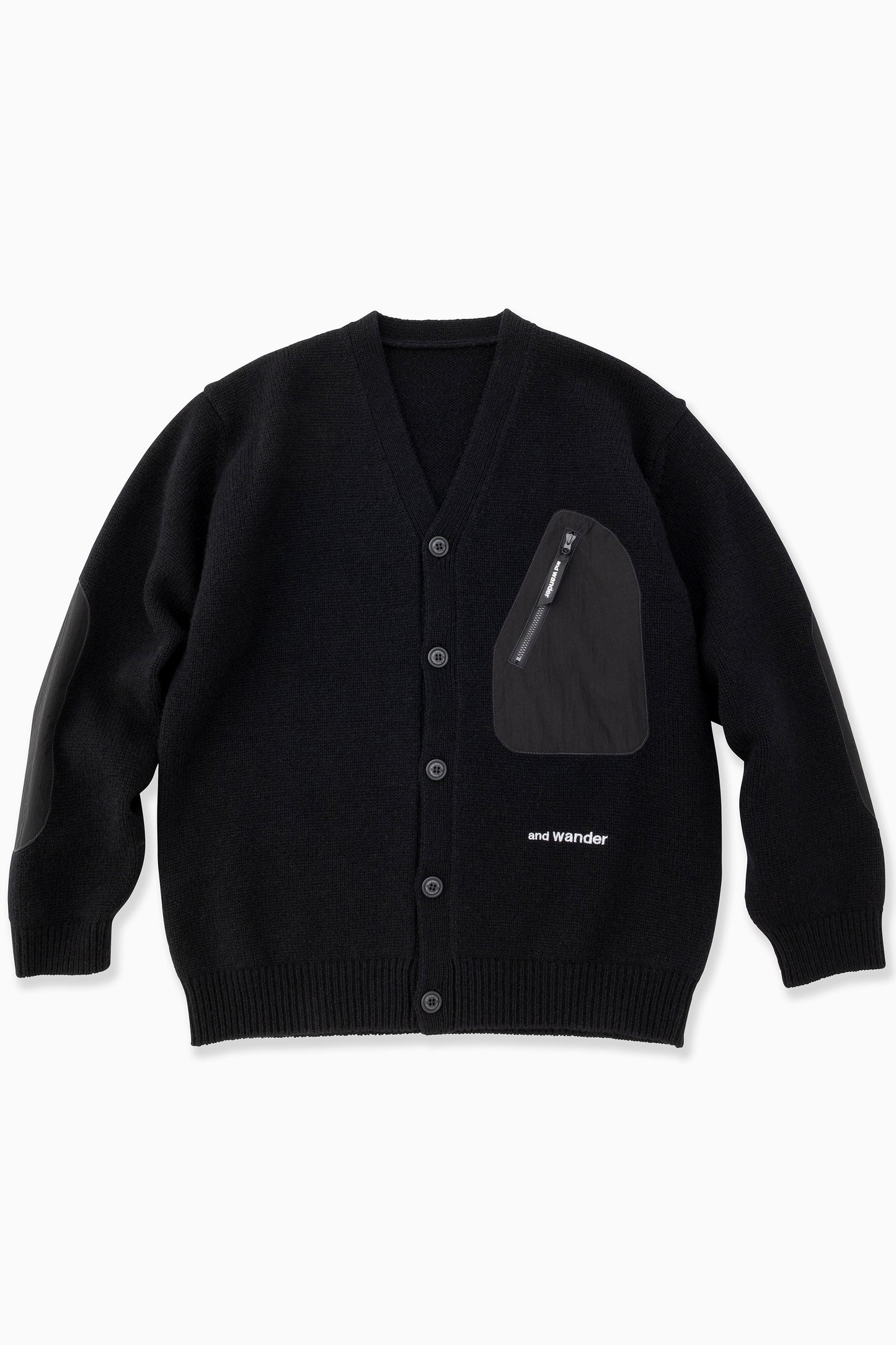 And Wander Unisex Shetland Wool Cardigan - Black