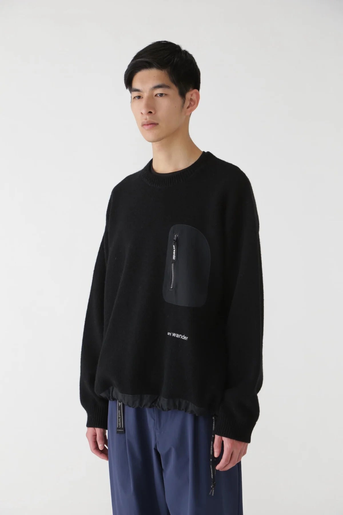 And Wander Unisex Shetland Wool Sweater - Black