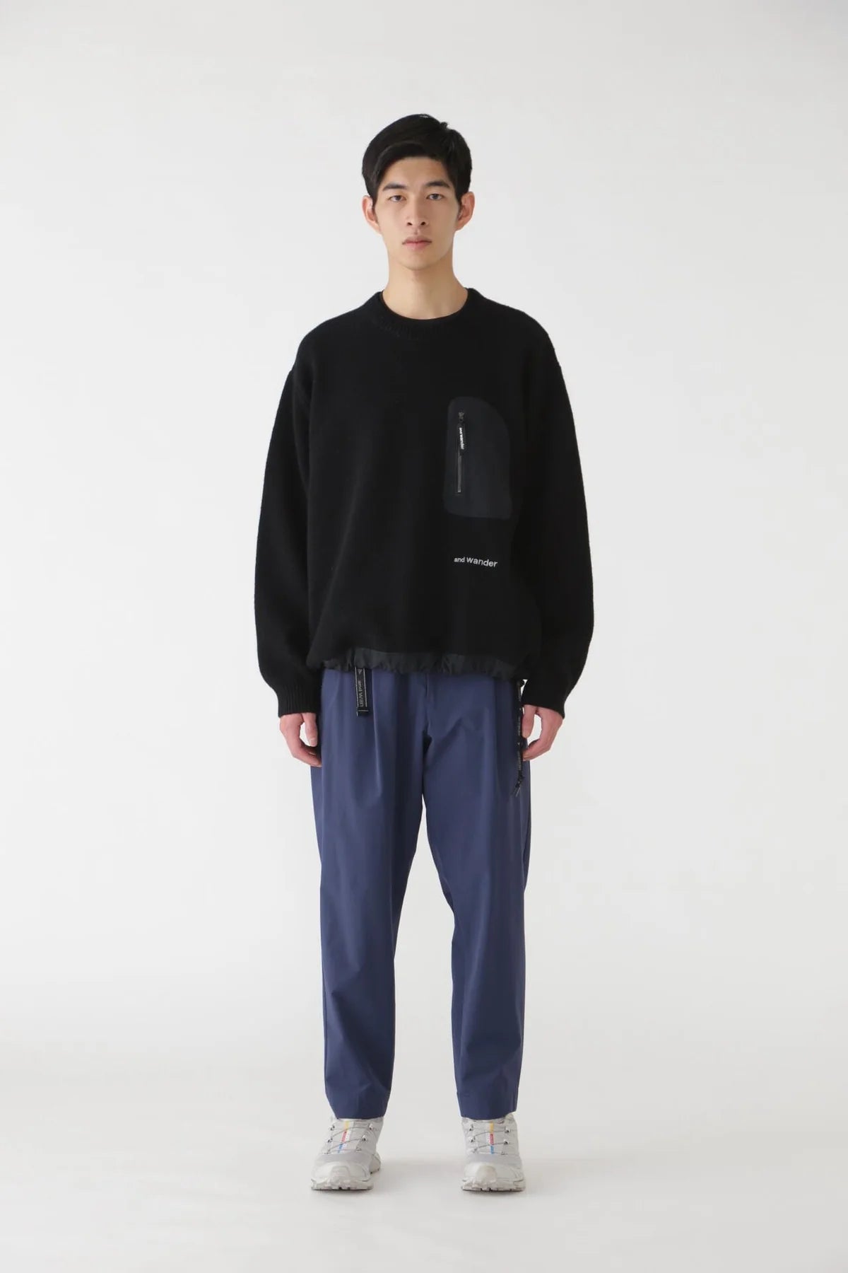 And Wander Unisex Shetland Wool Sweater - Black