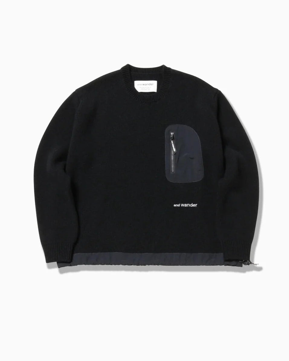 And Wander Unisex Shetland Wool Sweater - Black