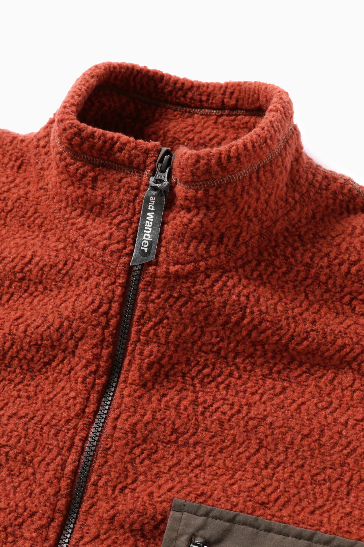 And Wander Unisex Re Wool Zip Jacket - Red