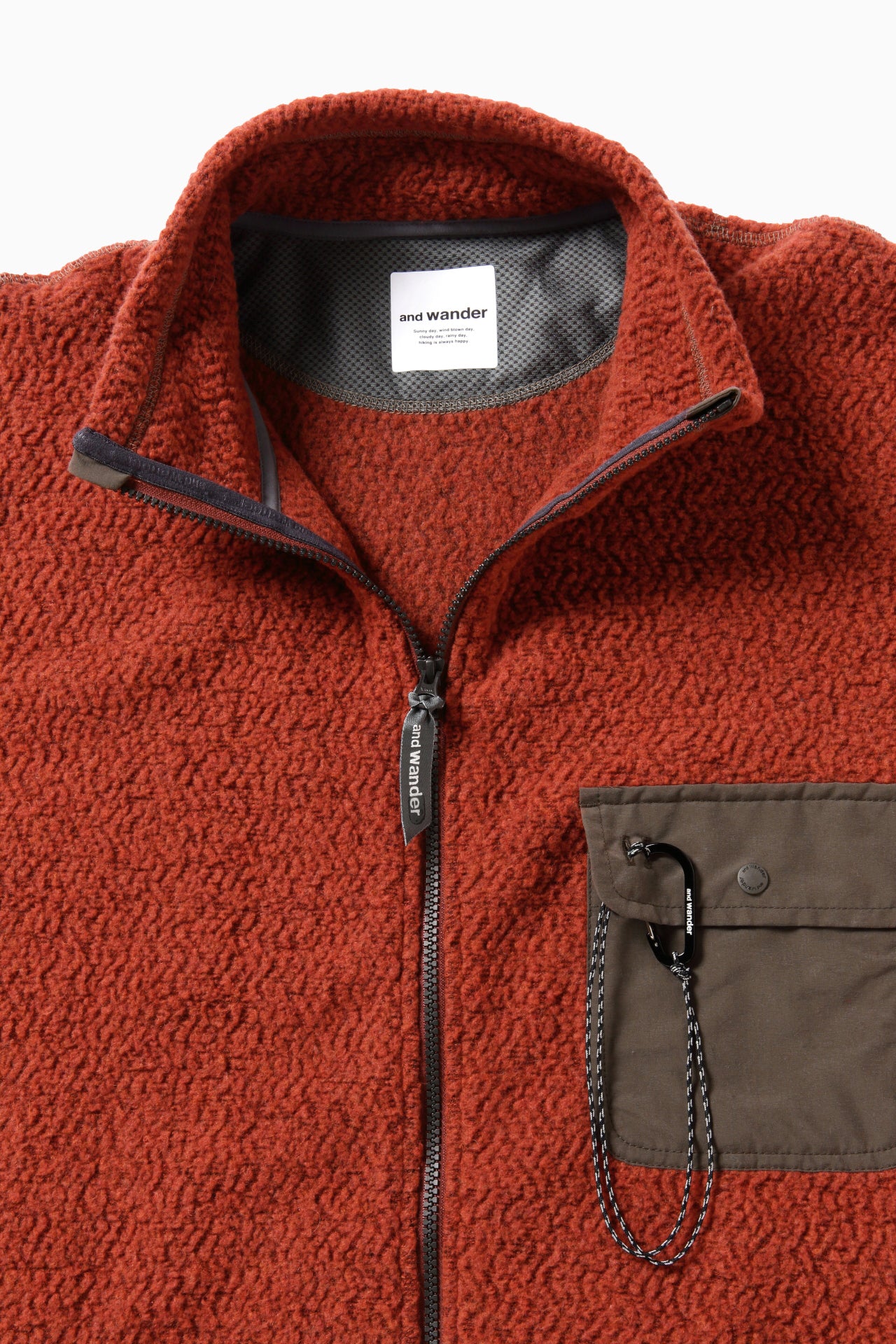 And Wander Unisex Re Wool Zip Jacket - Red