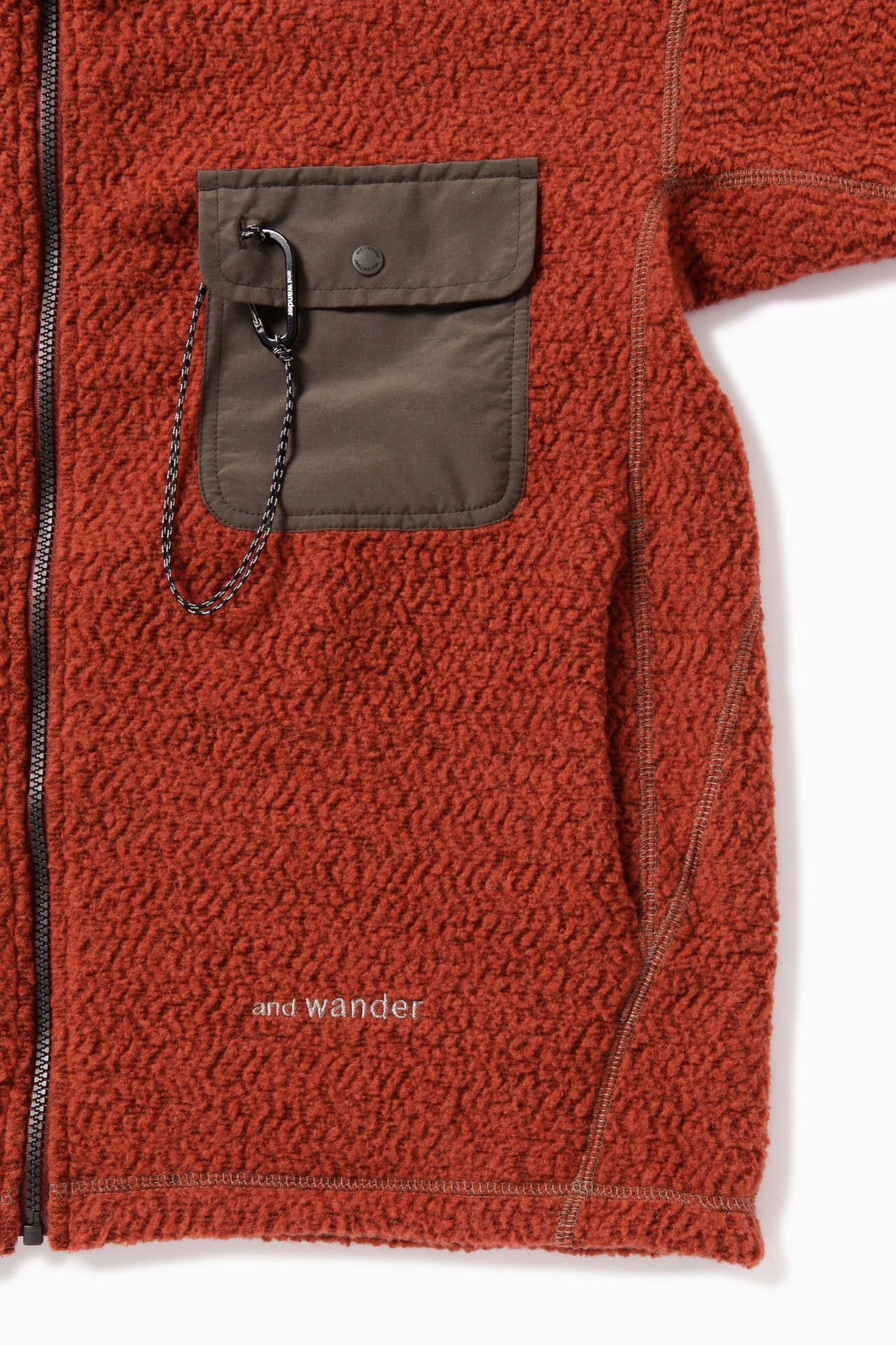 And Wander Unisex Re Wool Zip Jacket - Red