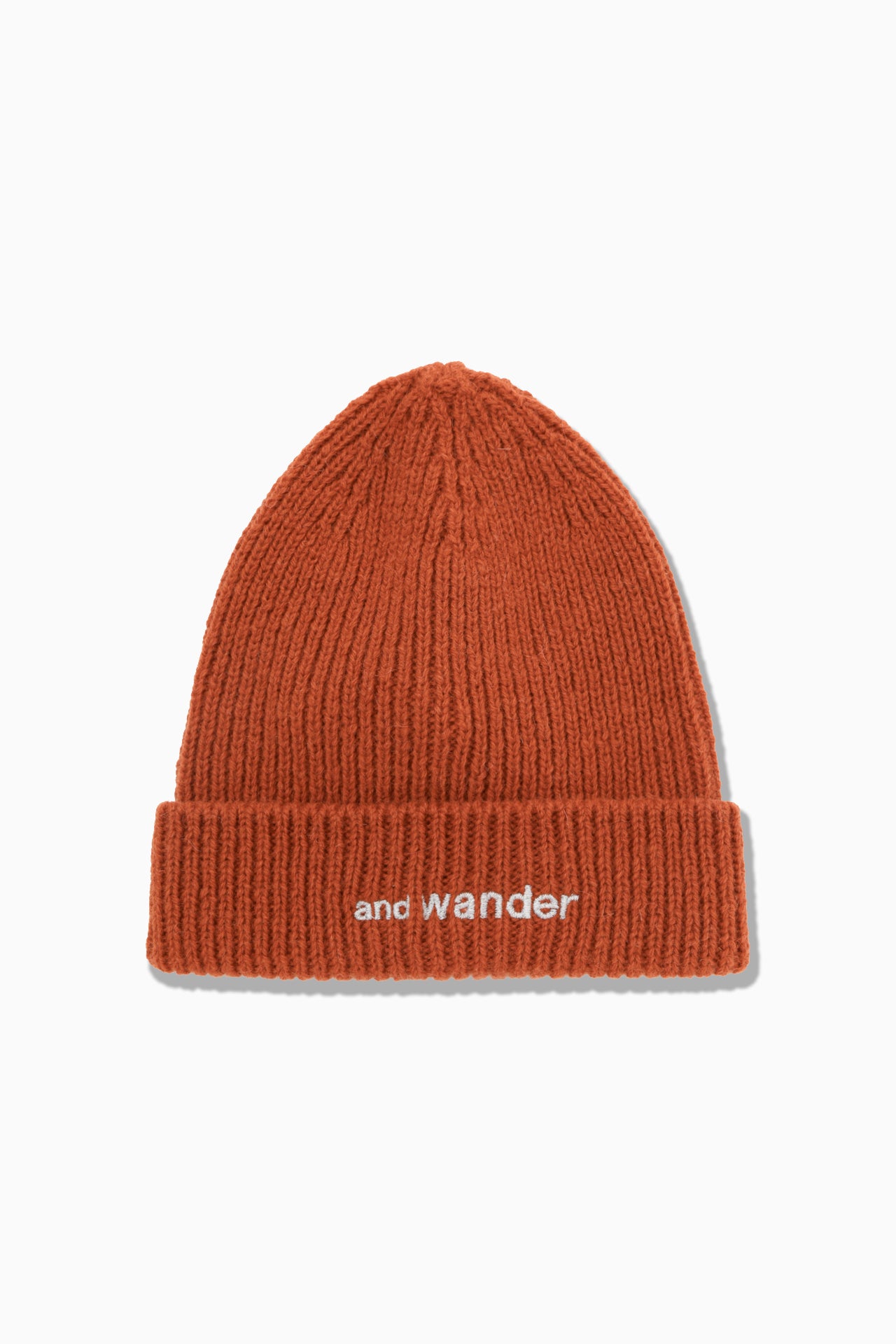 And Wander Unisex Shetland Wool Knit Cap - Orange