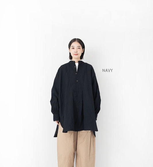 Veritecoeur Wool Linen Yoke Shirt - Navy (One Size Fits All)