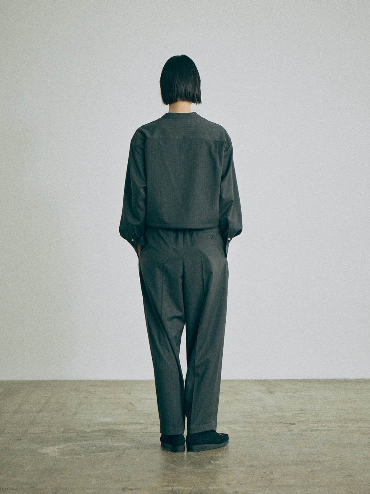 Nicholson & Nicholson Lucy Stretched Wool Blouse - Charcoal Stripe