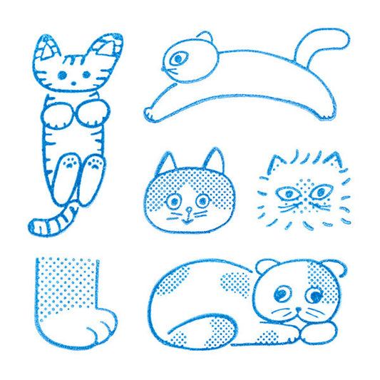 King Jim Kori Jirushi 6-Stamp Set - Cat