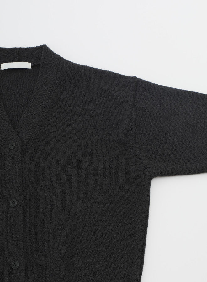 evam eva Wool Lily Cardigan - Stone Gray