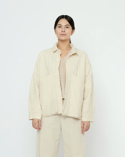 7115 by Szeki Unisex Signature Panel Pockets Shirt Jacket - Textured Edition - Bone