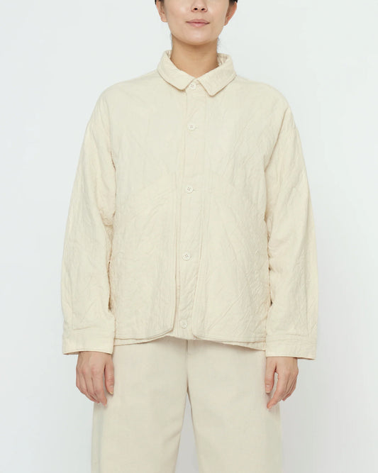 7115 by Szeki Unisex Signature Panel Pockets Shirt Jacket - Textured Edition - Bone