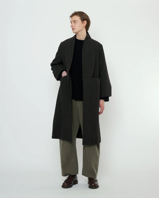 7115 by Szeki Unisex Signature Open Fall Coat - Textured Edition - Black