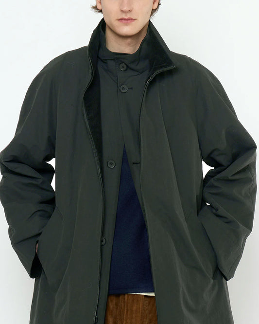 7115 by Szeki Unisex Double Collar Overcoat (Water-Repellent) - Black