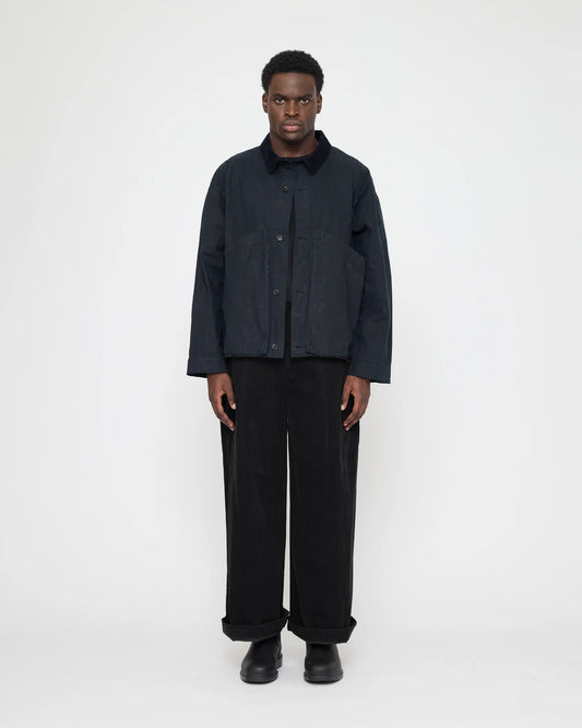 7115 by Szeki Unisex Panel Pockets Shirt Jacket - Waxed Edition - Navy Black
