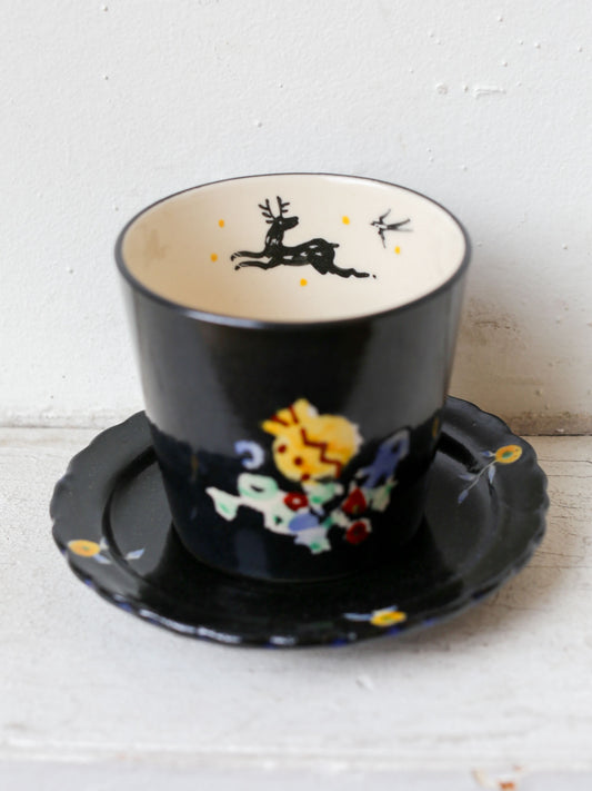 Kuroji Iroe Cup & Saucer by Misao Yajima
