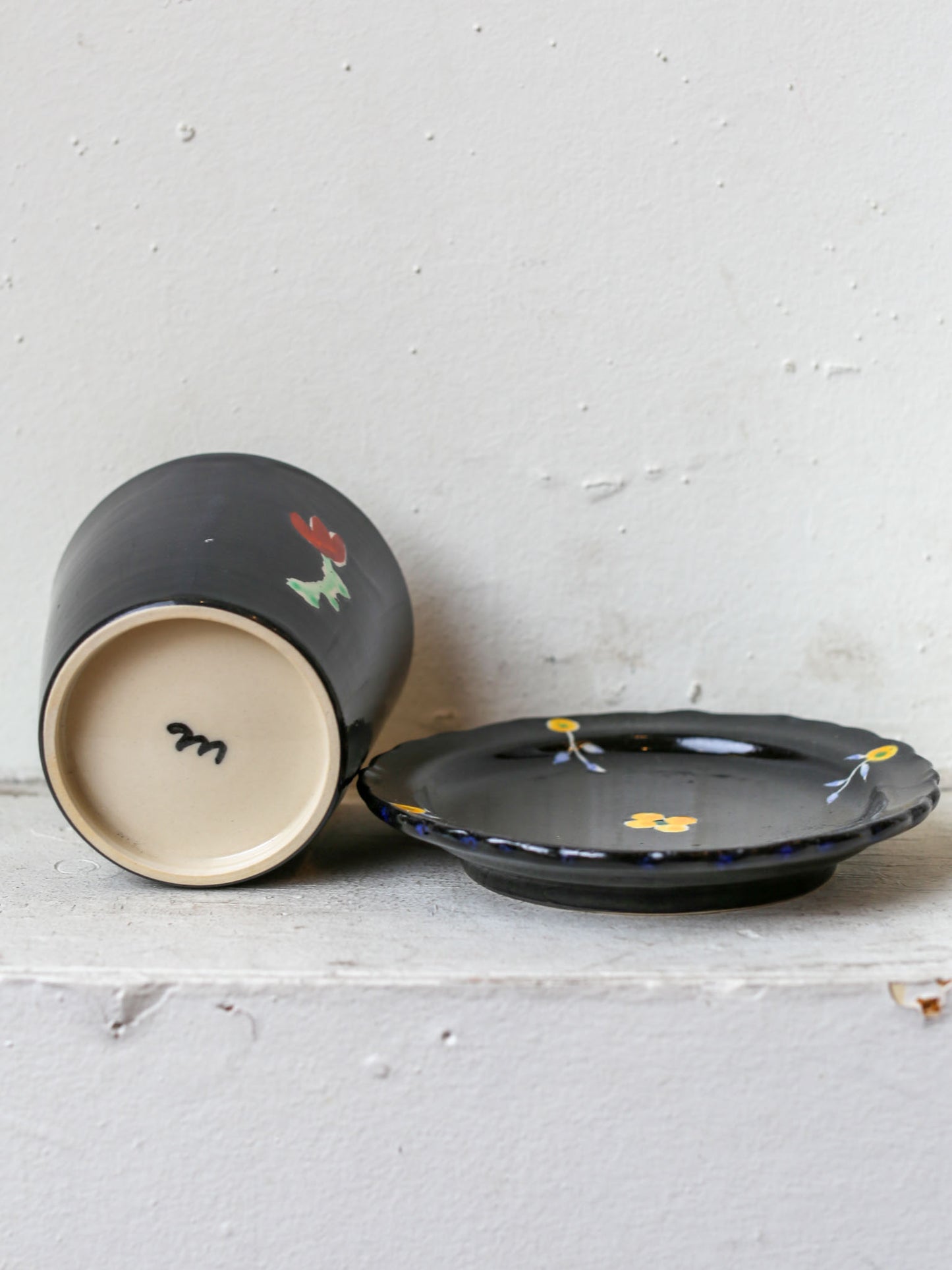 Kuroji Iroe Cup & Saucer by Misao Yajima