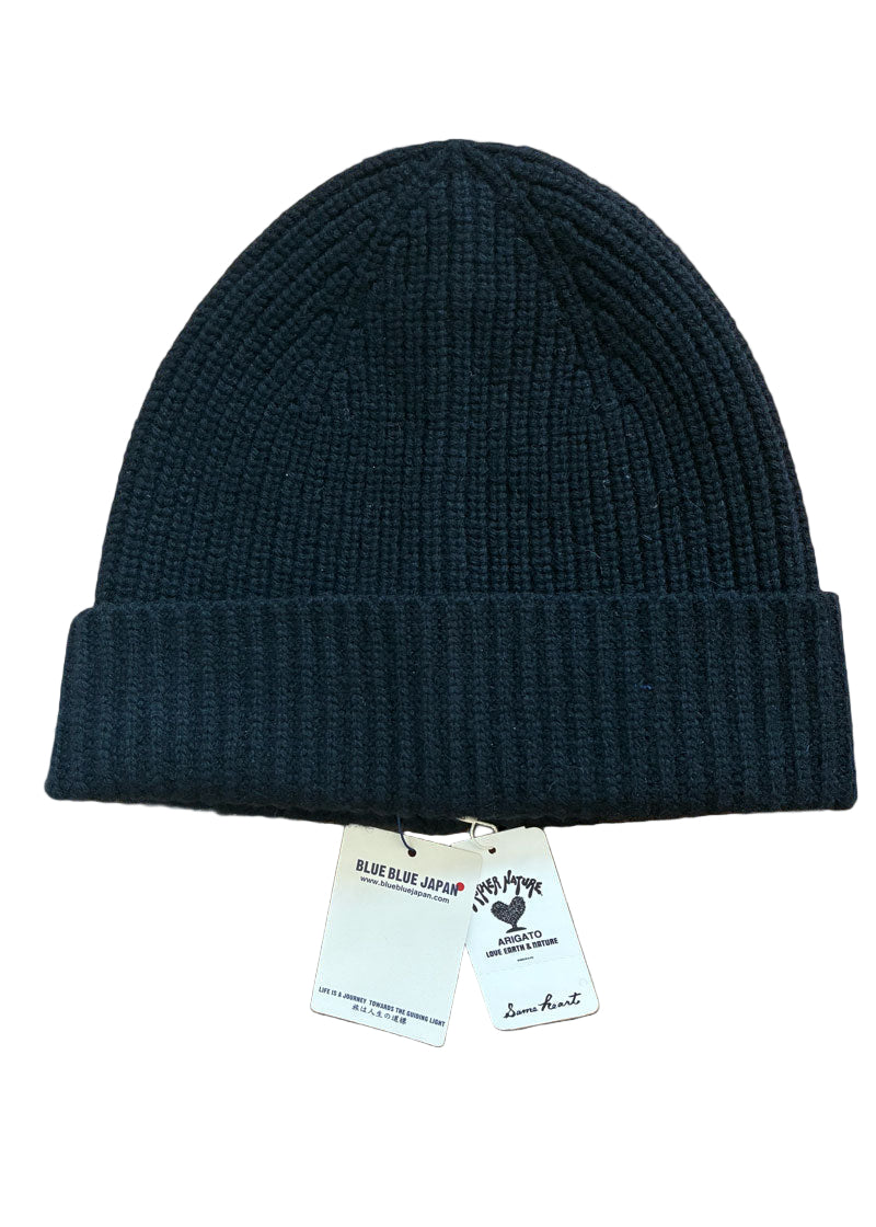 Blue Blue Japan Unisex Recycled Cashmere Beanie - Navy/Black
