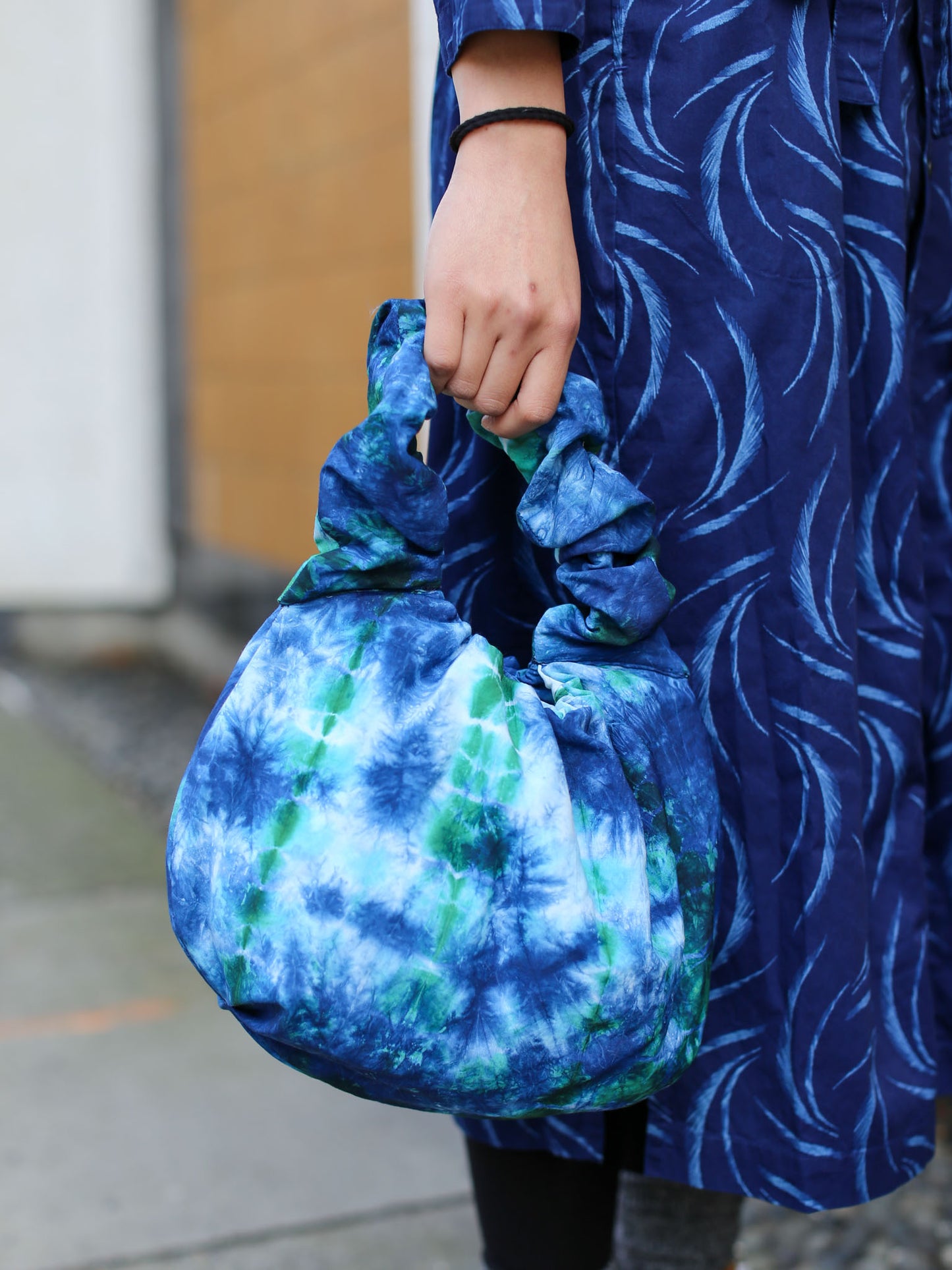 Blue Blue Japan Woven Shibori Gathered Hand Bag