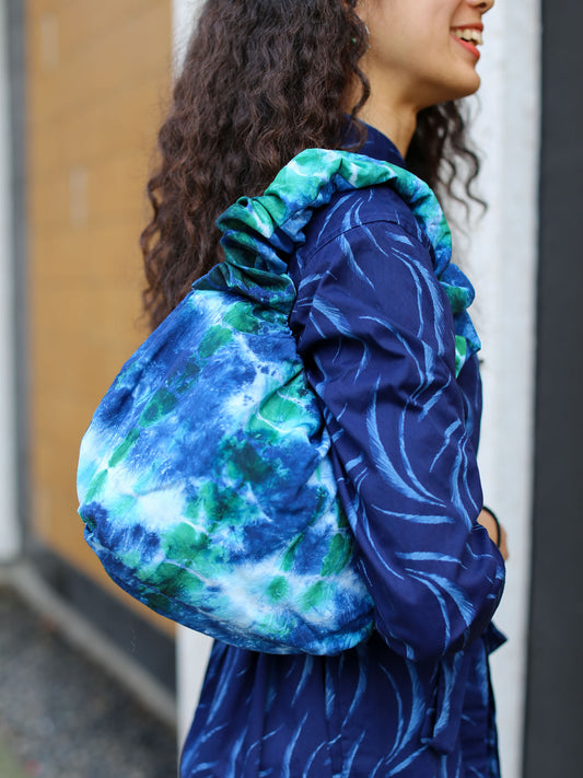 Blue Blue Japan Woven Shibori Gathered Hand Bag